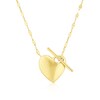 Thumbnail Image 1 of 9ct Yellow Gold Puff Heart T-Bar 18" Necklace