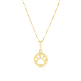 Children's 9ct Yellow Gold Paw Print Pendant 14+1" Necklace
