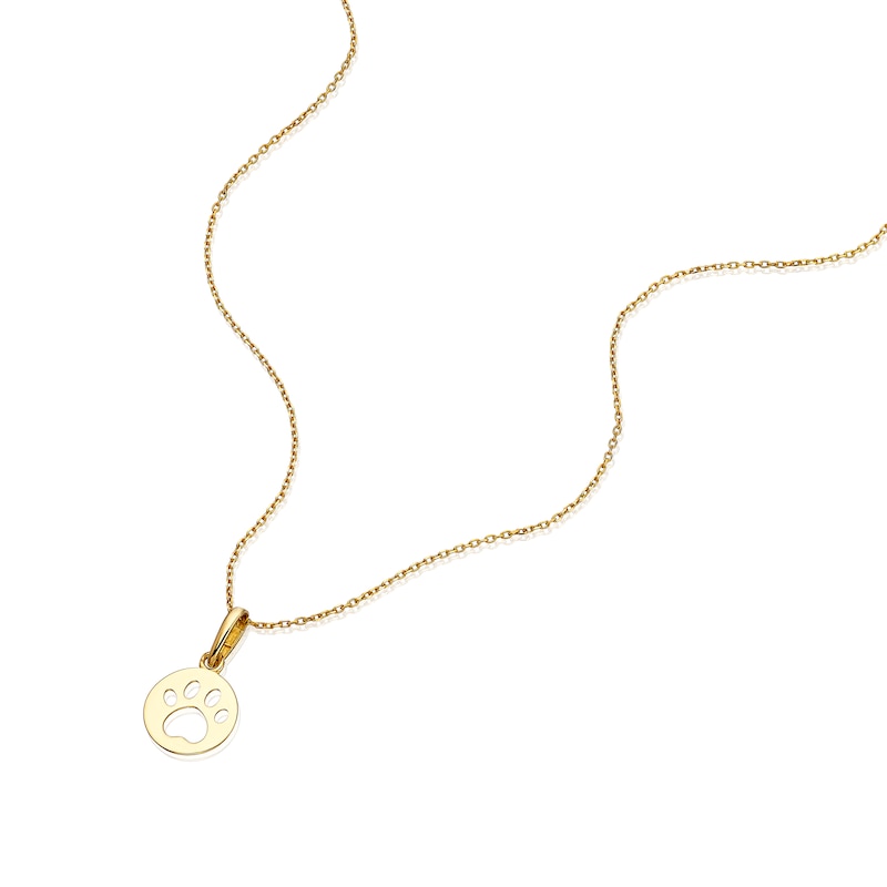 Main Image 2 of Children's 9ct Yellow Gold Paw Print Pendant 14+1" Necklace