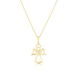 Children's 9ct Yellow Gold Angel Pendant 14+2" Necklace