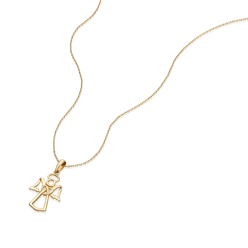 Main Image 2 of Children's 9ct Yellow Gold Angel Pendant 14+2" Necklace