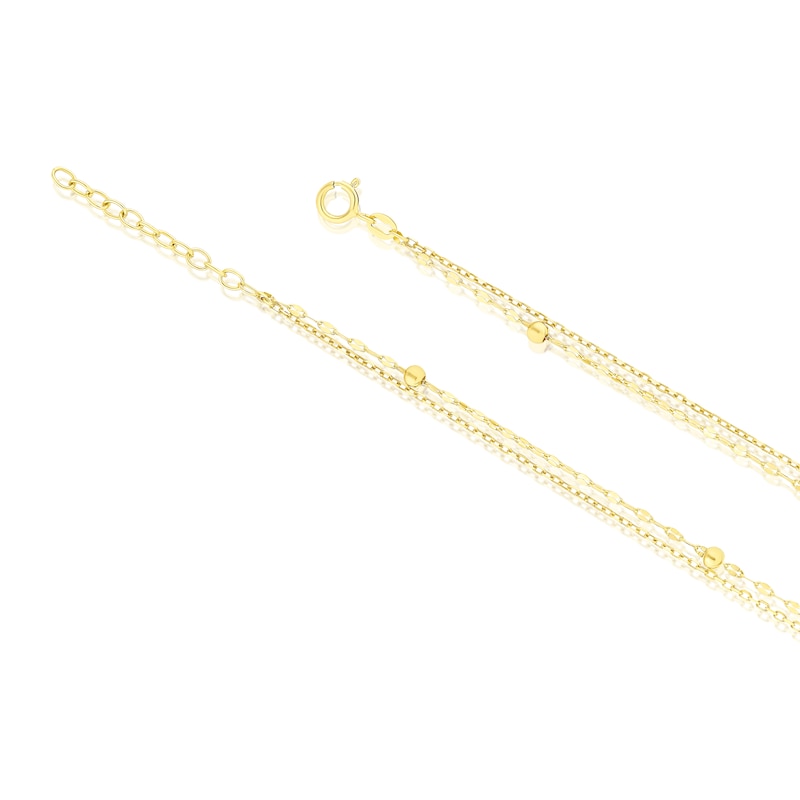 Main Image 3 of 9ct Yellow Gold Ball Station Sparkle Double 18+1" Chain
