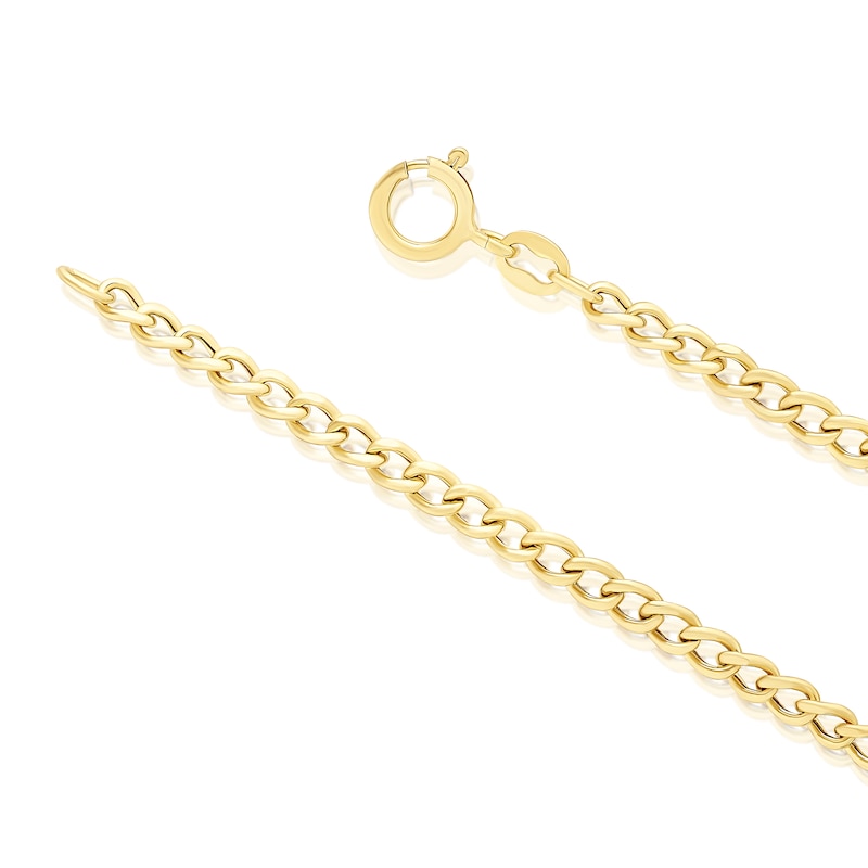 Main Image 3 of 9ct Yellow Gold Ball Station 18" Curb Chain