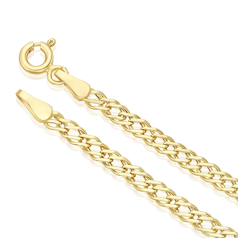 Main Image 3 of 9ct Yellow Gold Double Curb 7.5" Bracelet