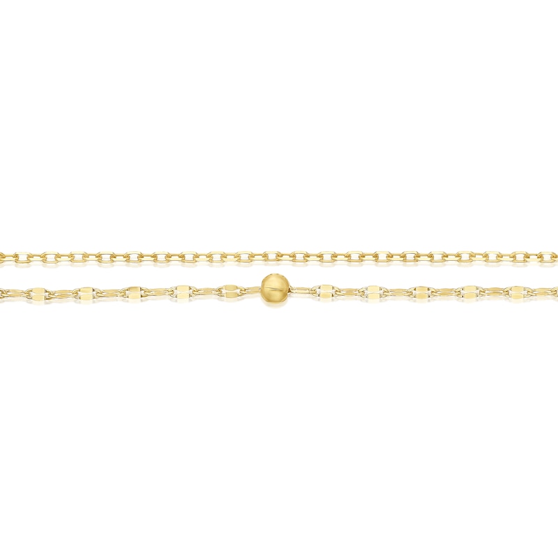 Main Image 2 of 9ct Yellow Gold Station Ball Sparkle Double 6.5+1" Bracelet