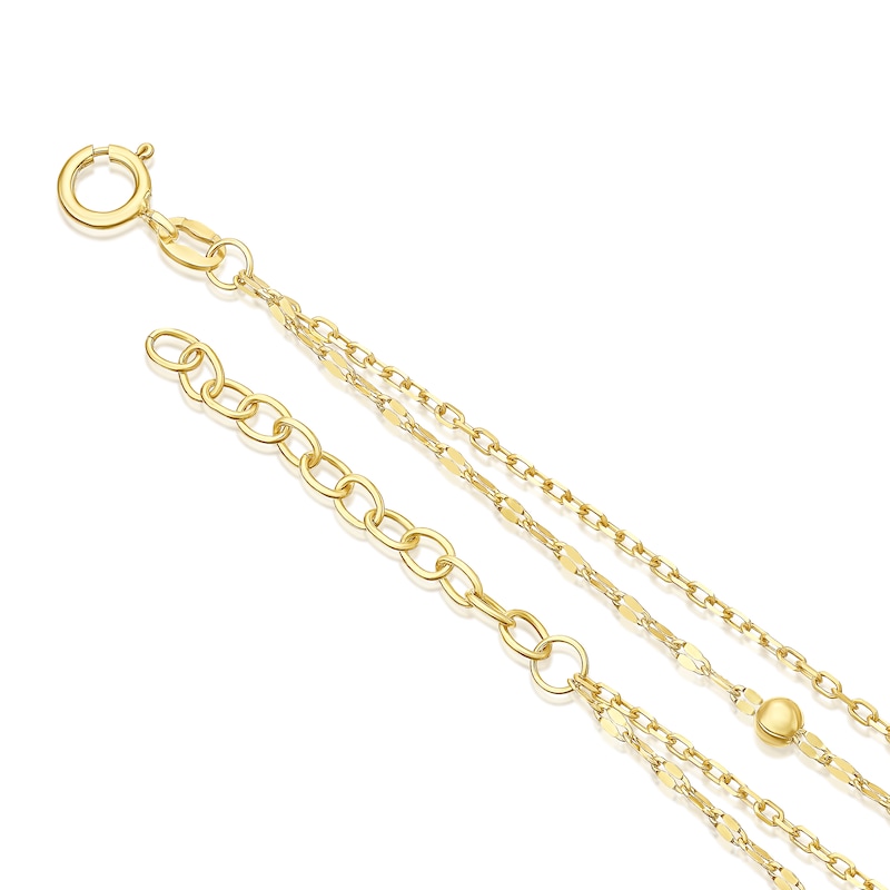 Main Image 3 of 9ct Yellow Gold Station Ball Sparkle Double 6.5+1" Bracelet