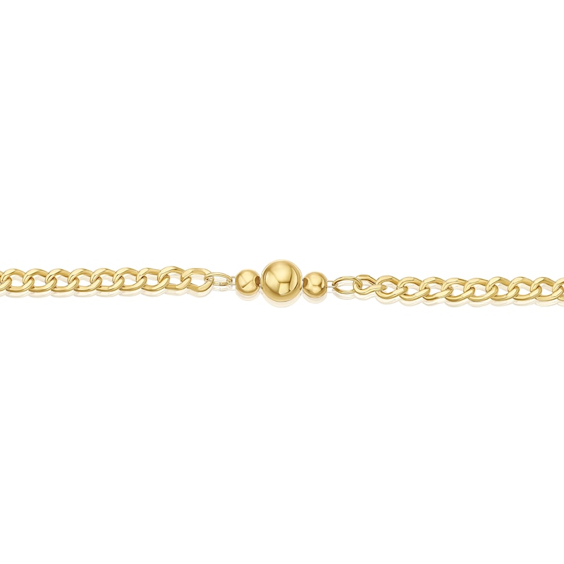 Main Image 2 of 9ct Yellow Gold Ball Station Curb 7.5" Bracelet