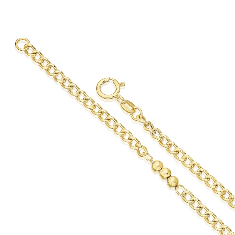 Main Image 3 of 9ct Yellow Gold Ball Station Curb 7.5" Bracelet