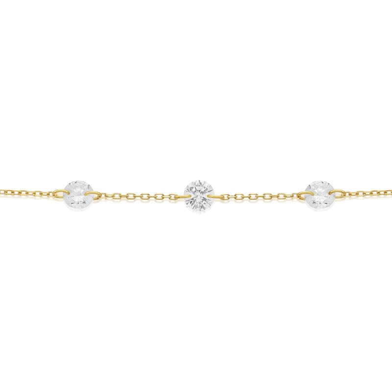 Main Image 2 of 9ct Yellow Gold 3 Station Cubic Zirconia 7.5" Chain Bracelet