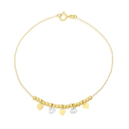 9ct Yellow Gold Heart Drop Cubic Zirconia 7" Bracelet