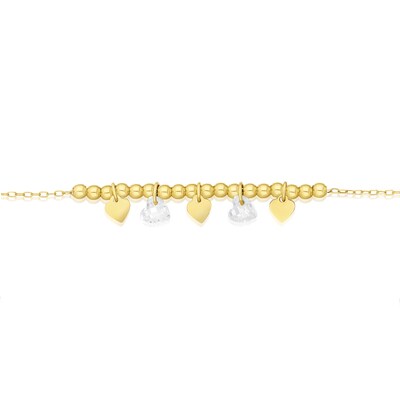 9ct Yellow Gold Open Heart Charm Bracelet - 7 Inch / 18cm Chain - Brand New With Tags 2 thumbnail image