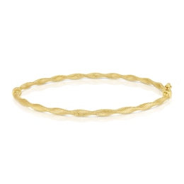 9ct Yellow Gold Diamond Cut Twisted Hinged Bangle