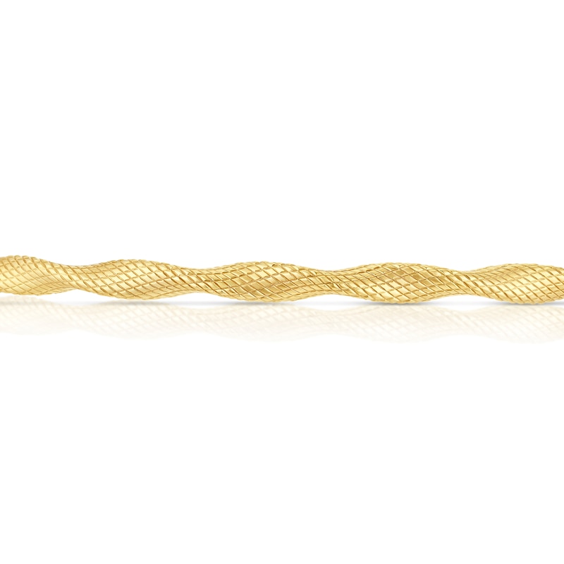 Main Image 2 of 9ct Yellow Gold Diamond Cut Twisted Hinged Bangle