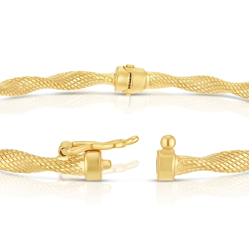 Main Image 3 of 9ct Yellow Gold Diamond Cut Twisted Hinged Bangle