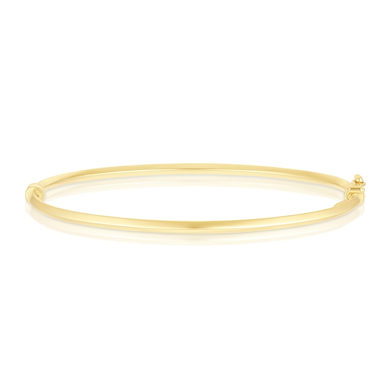 Main Image 1 of 9ct Yellow Gold Cubic Plain Hinged Bangle