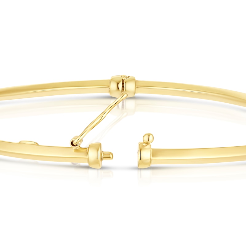 Main Image 3 of 9ct Yellow Gold Cubic Plain Hinged Bangle