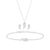 Thumbnail Image 1 of Sterling Silver Cubic Zirconia Feather 3 Piece Necklace, Bracelet & Earring Set