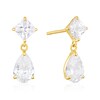Thumbnail Image 1 of 9ct Yellow Gold Princess & Teardrop Cubic Zirconia Earrings