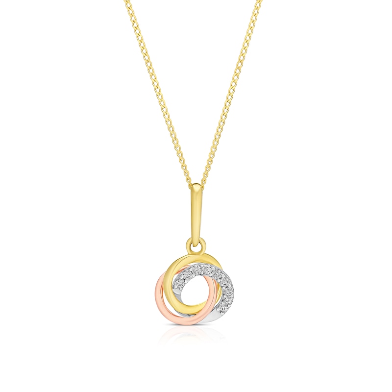 Main Image 1 of 9ct Yellow Gold Cubic Zirconia Swirl Pendant 16+2" Necklace