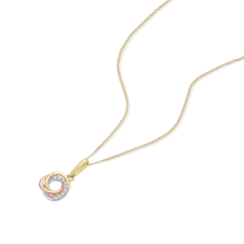 Main Image 2 of 9ct Yellow Gold Cubic Zirconia Swirl Pendant 16+2" Necklace