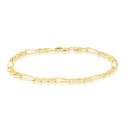 9ct Yellow Gold Men's Figaro & Anchor 8" Bracelet