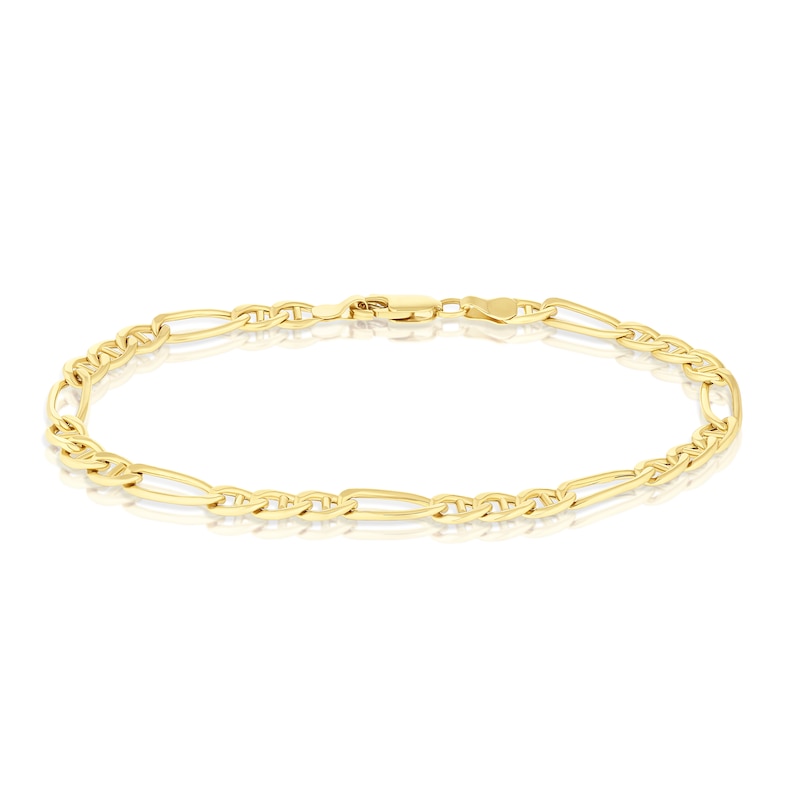 Main Image 1 of 9ct Yellow Gold Men's Figaro & Anchor 8" Bracelet