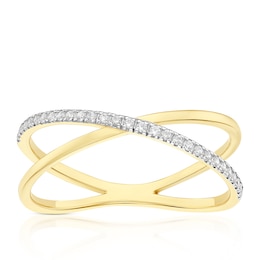 9ct Yellow Gold Cubic Zirconia Open Twist Ring