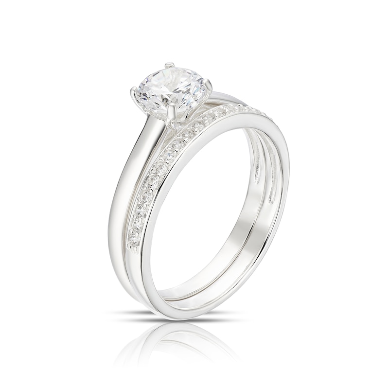 Main Image 2 of Sterling Silver Cubic Zirconia Solitaire Bridal Set