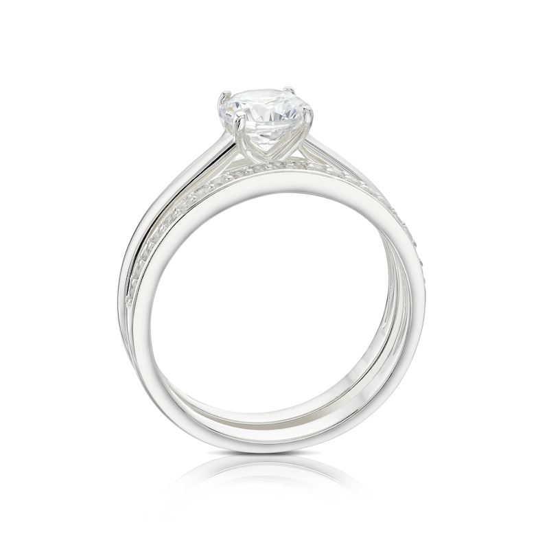Main Image 3 of Sterling Silver Cubic Zirconia Solitaire Bridal Set