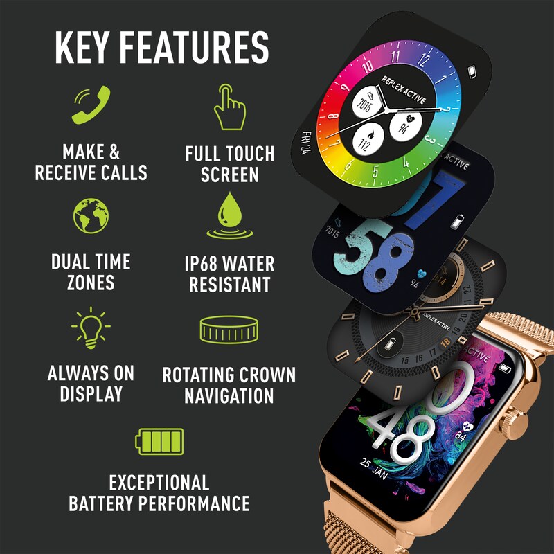 Main Image 2 of Reflex Active Amoled Series 30 Rose Gold Tone Mesh Strap Smart Watch
