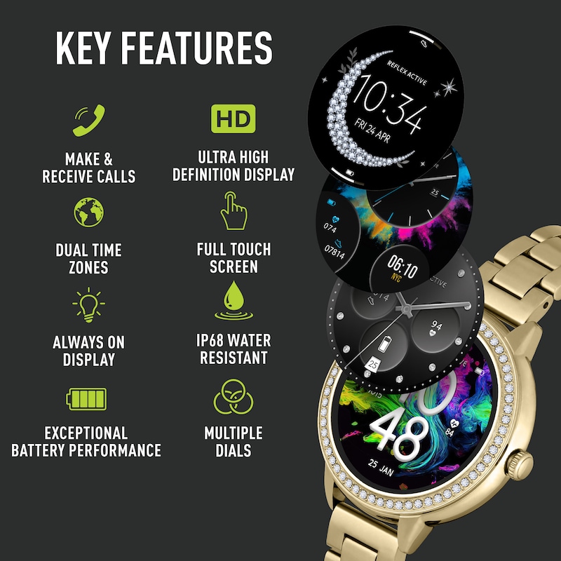 Main Image 2 of Reflex Active Amoled Series 41 Gold Tone Bracelet Smart Watch