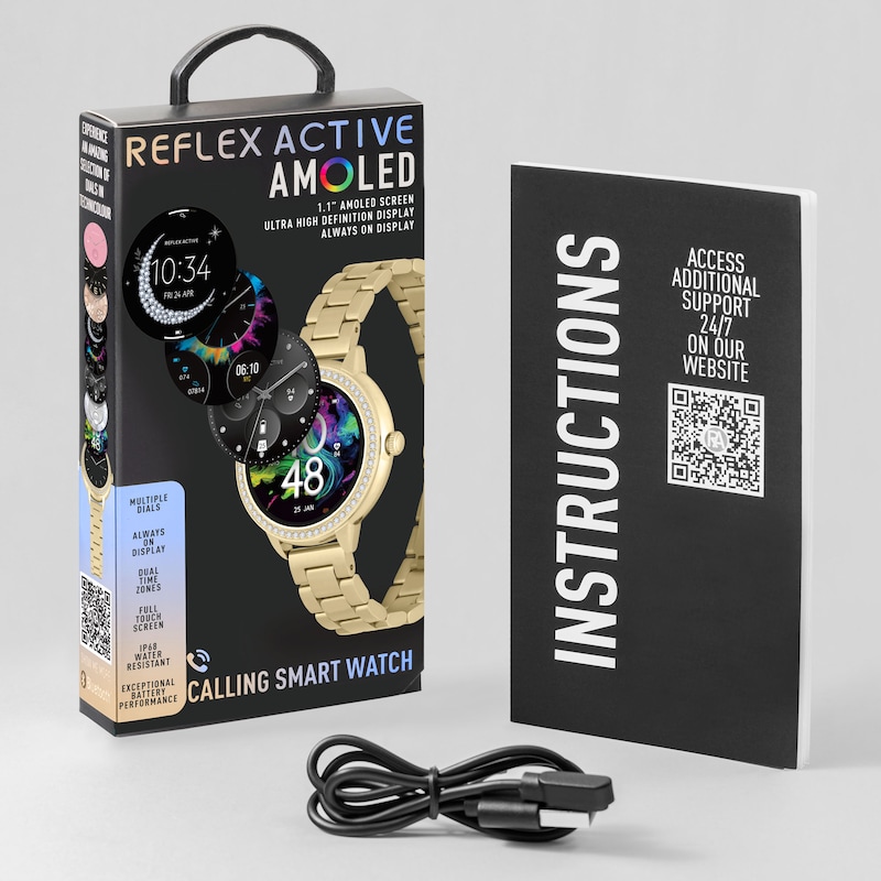 Main Image 6 of Reflex Active Amoled Series 41 Gold Tone Bracelet Smart Watch