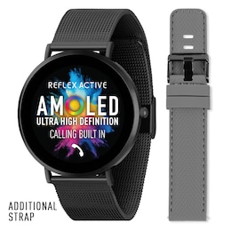 Reflex Active Series 42 Amoled Ultra Slim Black Mesh & Grey Silicone Strap Smart Watch