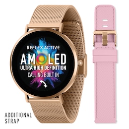 Reflex Active Series 42 Amoled Ultra Slim Rose Gold Tone Mesh & Pink Silicone Smart Watch