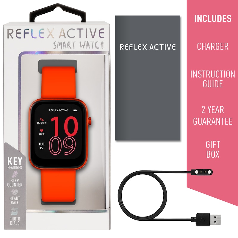 Main Image 6 of Reflex Active Series 12 Red Strap Smart Watch