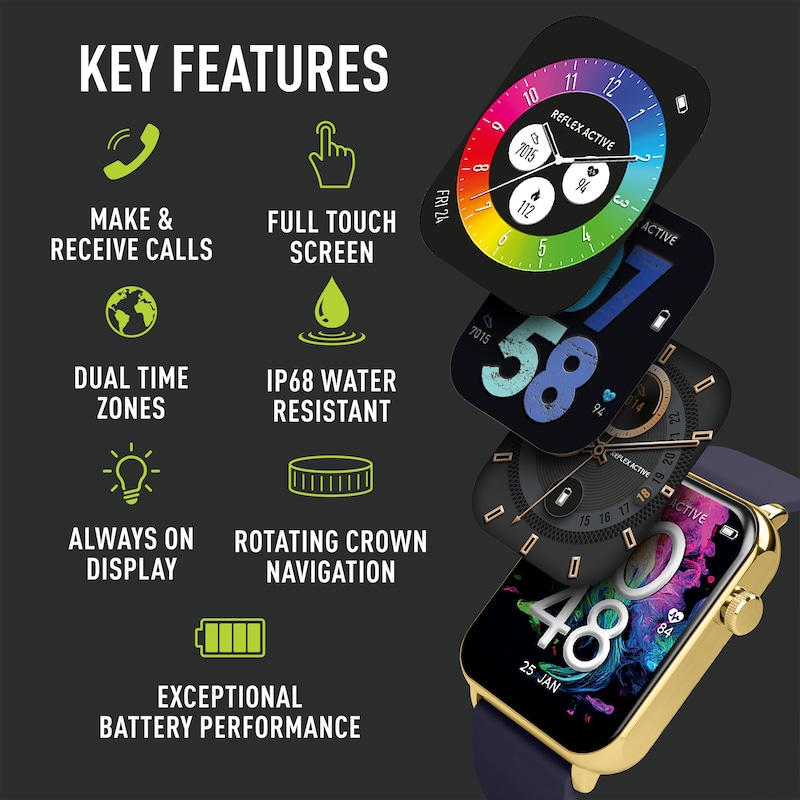 Main Image 2 of Reflex Active Amoled Series 30 Blue Smart Watch