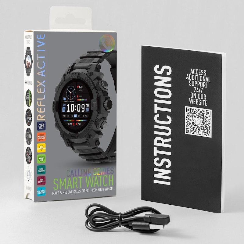 Main Image 4 of Reflex Active Series 38 Black Silicone Strap Sports Smart Calling Watch