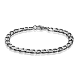 Stainless Steel Men's Black & Silver Two Colour 8.5" Curb Bracelet