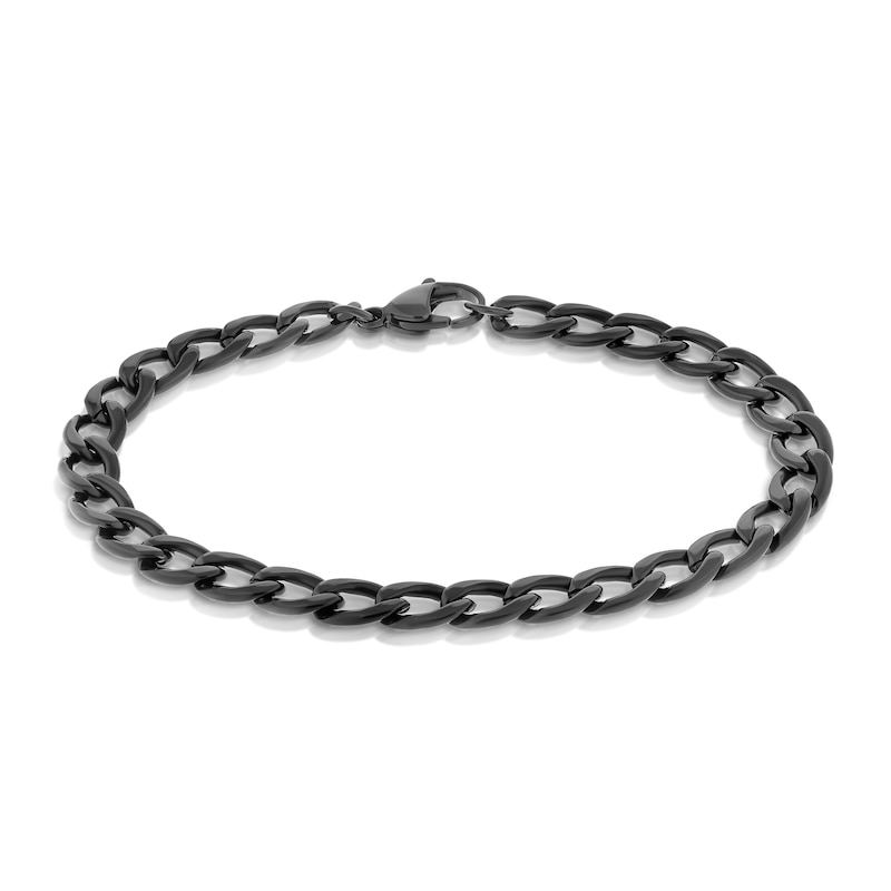 Main Image 2 of Stainless Steel Men's Black & Silver Two Colour 8.5" Curb Bracelet
