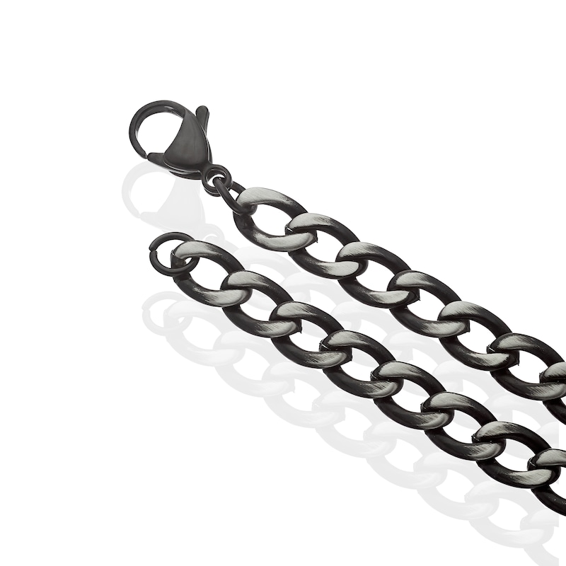 Main Image 3 of Stainless Steel Men's Black & Silver Two Colour 8.5" Curb Bracelet