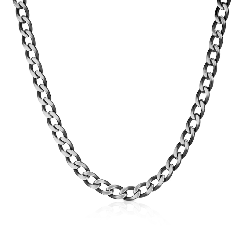 Main Image 1 of Stainless Steel Men's Black & Silver Two Colour 24" Curb Necklace