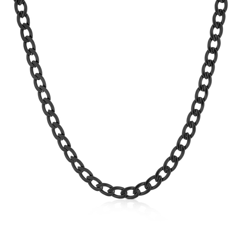 Main Image 2 of Stainless Steel Men's Black & Silver Two Colour 24" Curb Necklace
