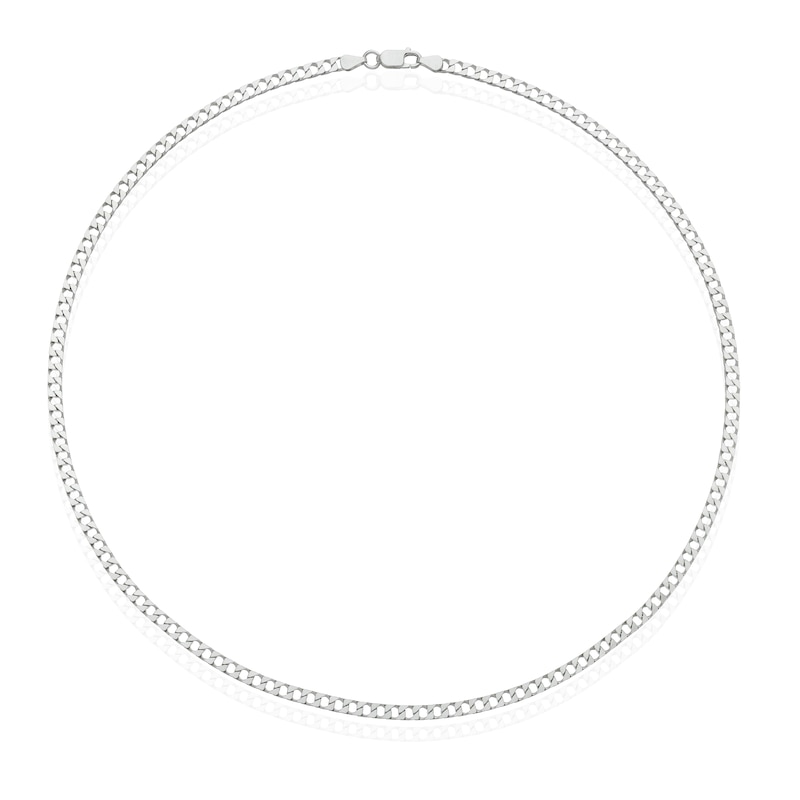 Main Image 2 of Sterling Silver Men's Flat Curb Chain 24" Necklace