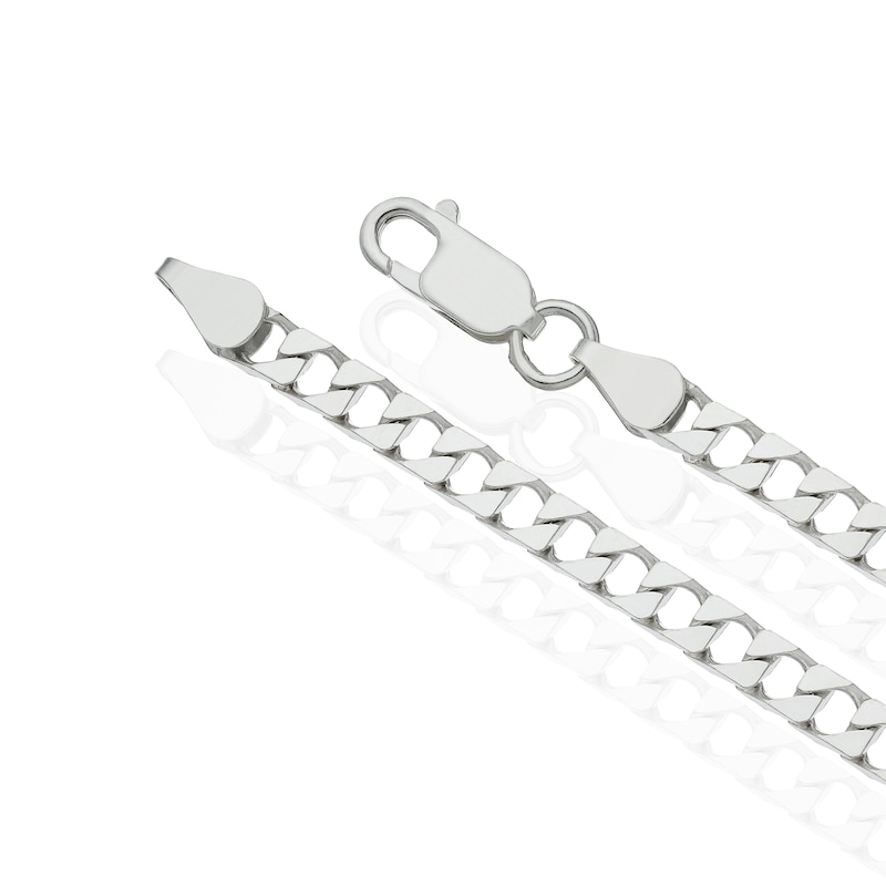 Main Image 3 of Sterling Silver Men's Flat Curb Chain 24" Necklace