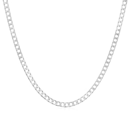 Sterling Silver Men's Flat Curb Chain 18" Necklace
