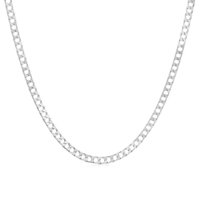 Main Image 1 of Sterling Silver Men's Flat Curb Chain 18" Necklace