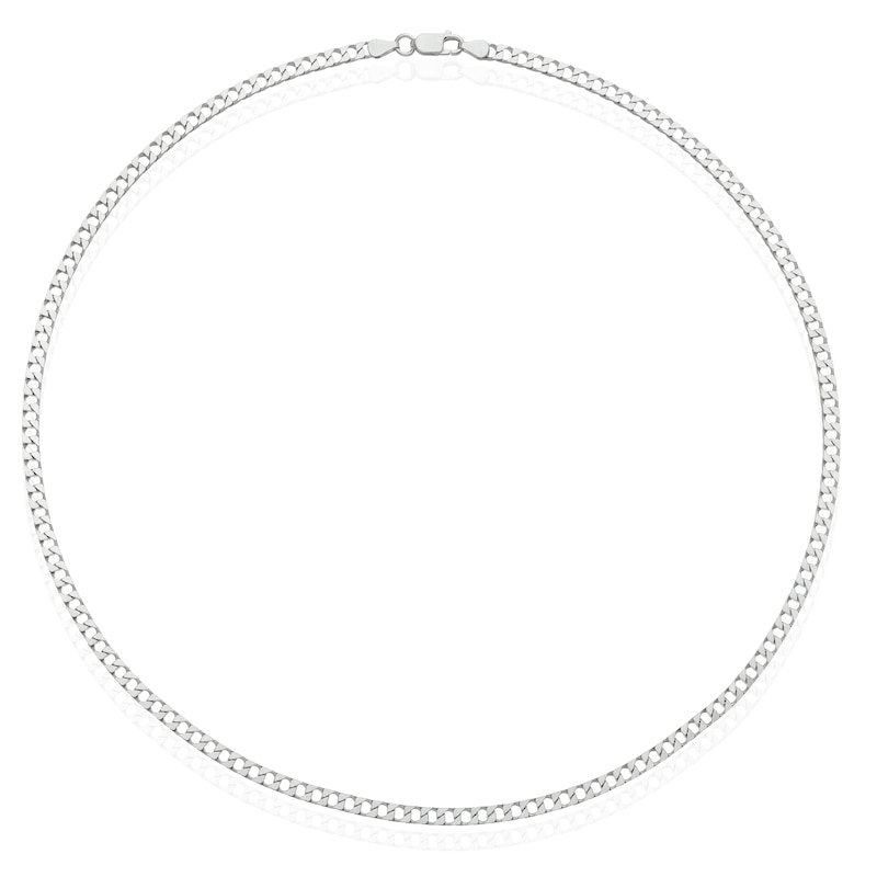 Main Image 2 of Sterling Silver Men's Flat Curb Chain 18" Necklace