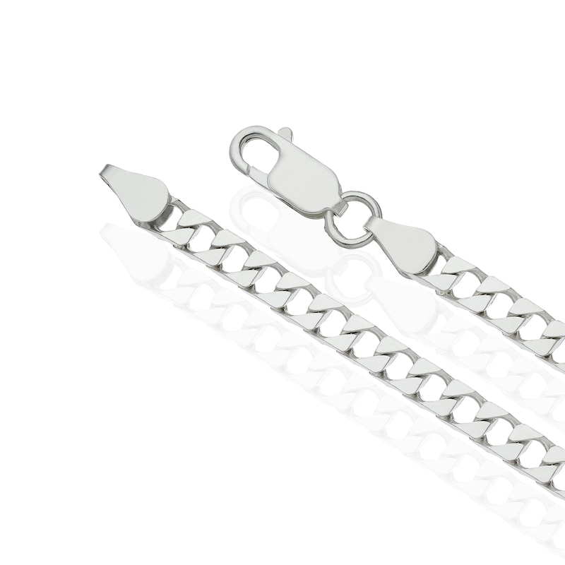 Main Image 3 of Sterling Silver Men's Flat Curb Chain 18" Necklace