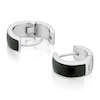 Thumbnail Image 2 of Sterling Silver Men's Black Lacquer Huggie Hoop Earrings