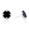 Thumbnail Image 1 of Sterling Silver Men's Black Lacquer Cubic Zirconia Round Stud Earrings
